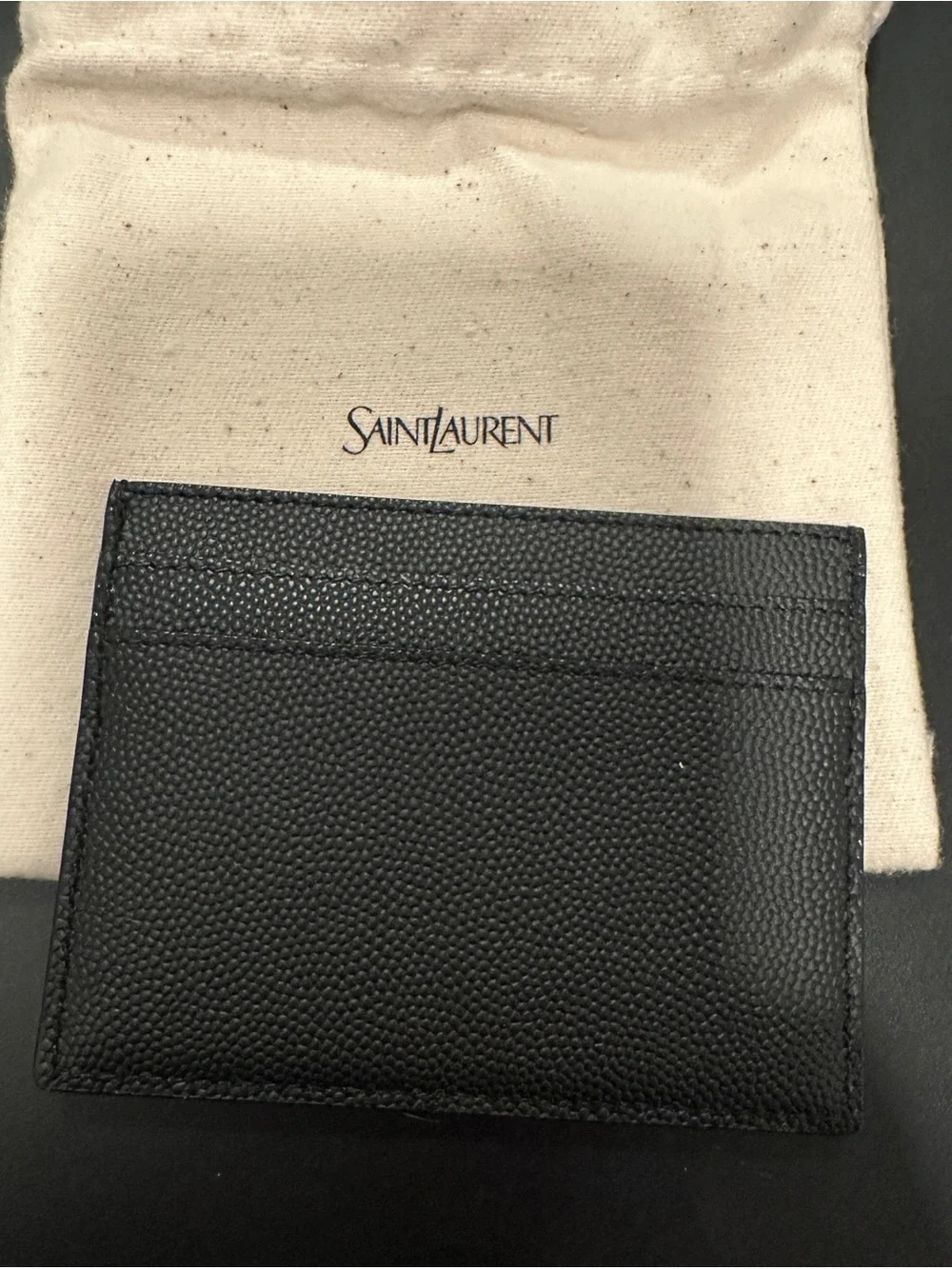 Saint Laurent Black Textured Leather Slim Card Sleeve
